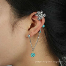 Punk Style! Crystal Frog Ear Cuff Individual Vintage Alloy Ear Clip With Turquoise Earring Jewelry For Woman EC24